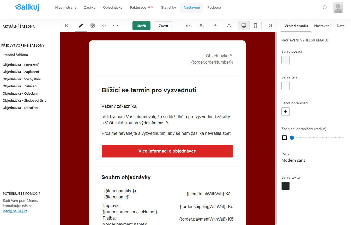 Vlastní e-mailové šablony