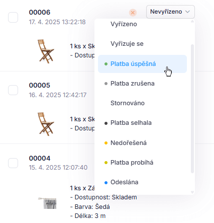 Změny stavů nahrajeme přímo do e-shopu