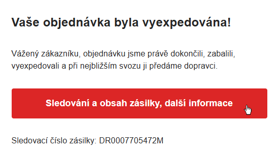 Odkaz na Tracking Page rovnou v emailu