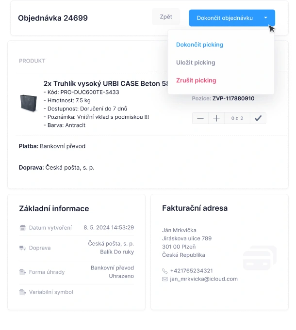 Podporujeme také Picking a chystání objednávek