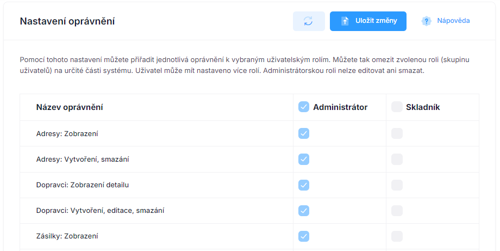 Nastavení oprávnění