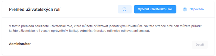 Přehled a vytvoření nové uživatelské role v Balíkuj